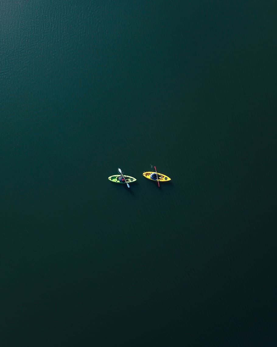 two people riding on two kayaks, transportation, mode of transportation HD wallpaper