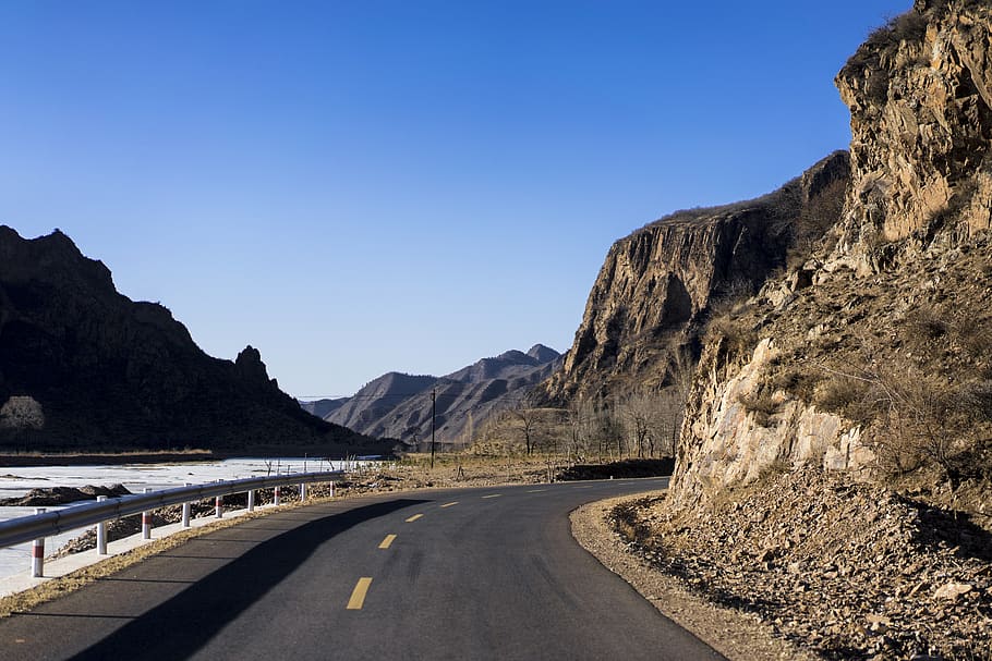mountain, road trip, transportation, sky, direction, the way forward HD wallpaper