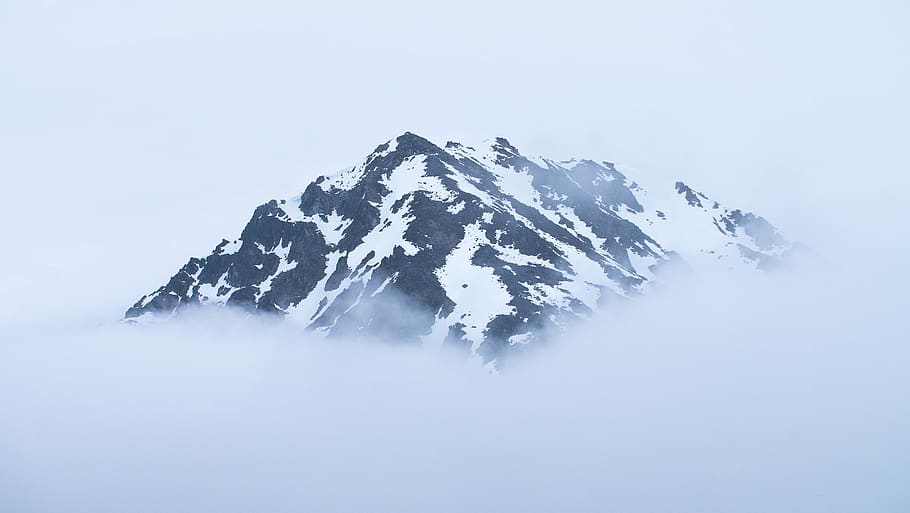 snow covered mountain during winter, cold temperature, beauty in nature HD wallpaper
