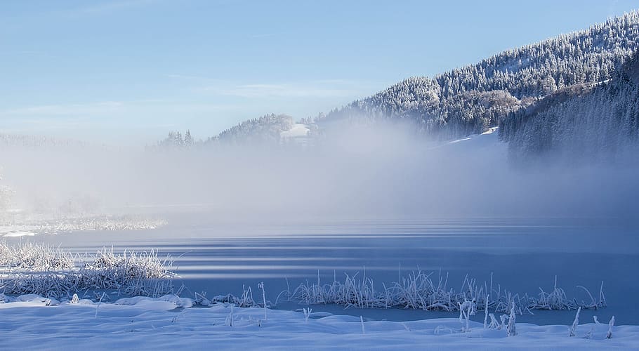 Mountain Covered With Snow, cold, field, fog, zing, frost, frosty HD wallpaper