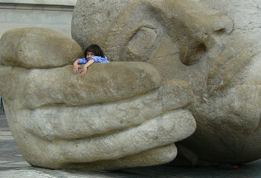 figure, statue, sculpture, head, portrait, monument, stone figure HD wallpaper