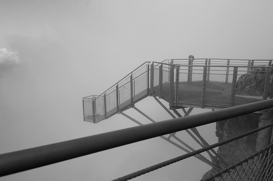 dachstein, skywalk, mountains, austria, lookout, low angle view HD wallpaper