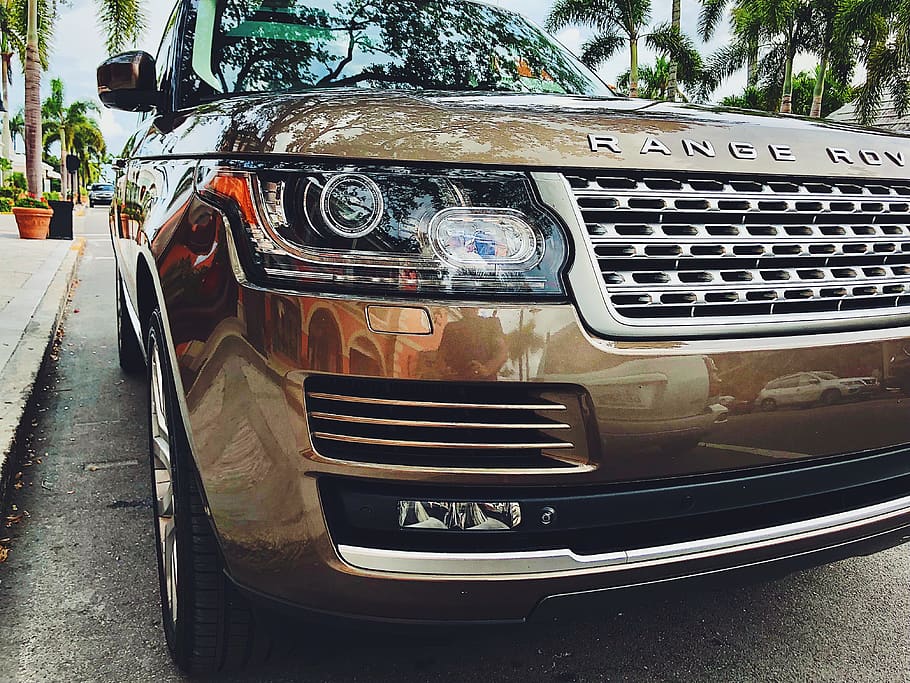 beige Range Rover vehicle, car, transportation, automobile, road, HD wallpaper