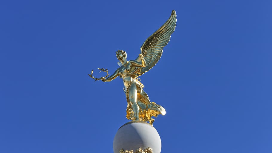 angel figurine, bird, animal, reims, france, colonnr de subé HD wallpaper