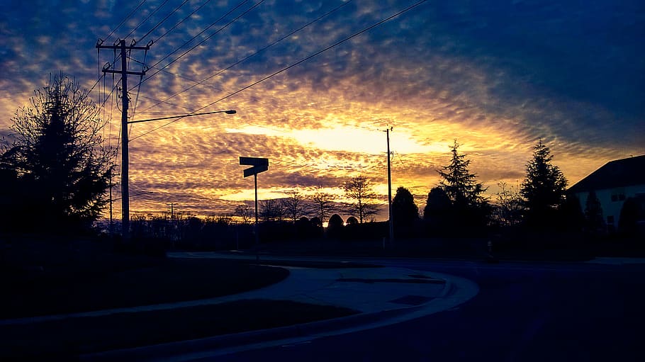 Sunset, dusk, sky, dark, night, street, silhouette, cloud - sky HD wallpaper