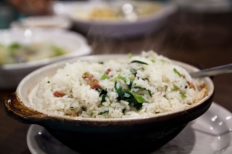 rice, dish, vegetable, baked, ham, delicious, food and drink HD wallpaper