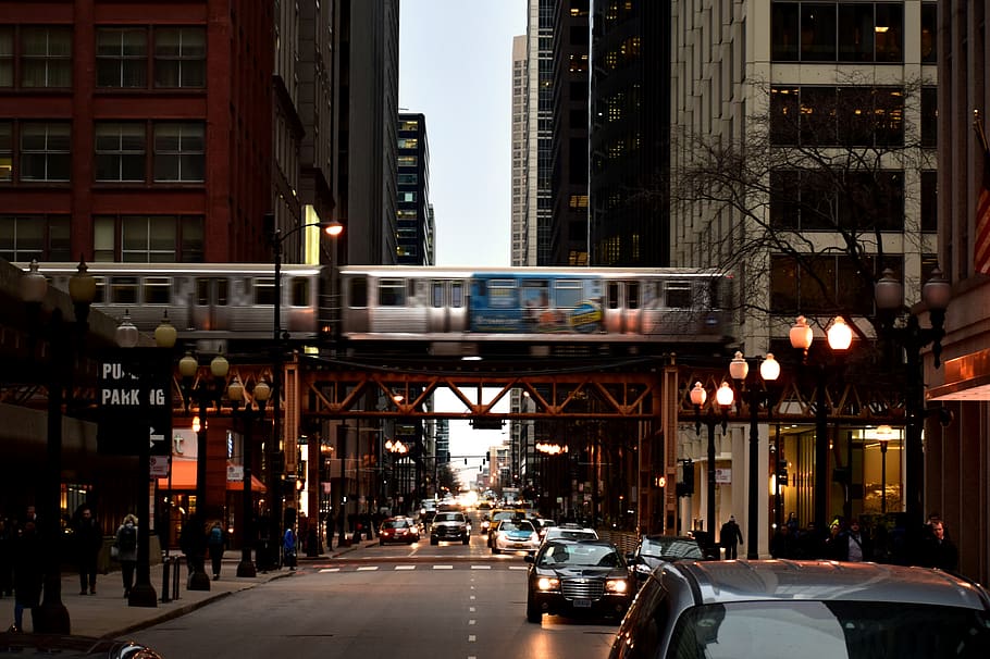 chicago, united states, the loop, railway, city, architecture