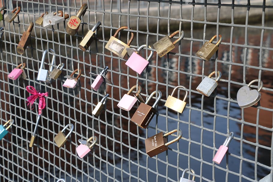 love, lock, commitment, the romantic, bridge, depending on the lock, HD wallpaper