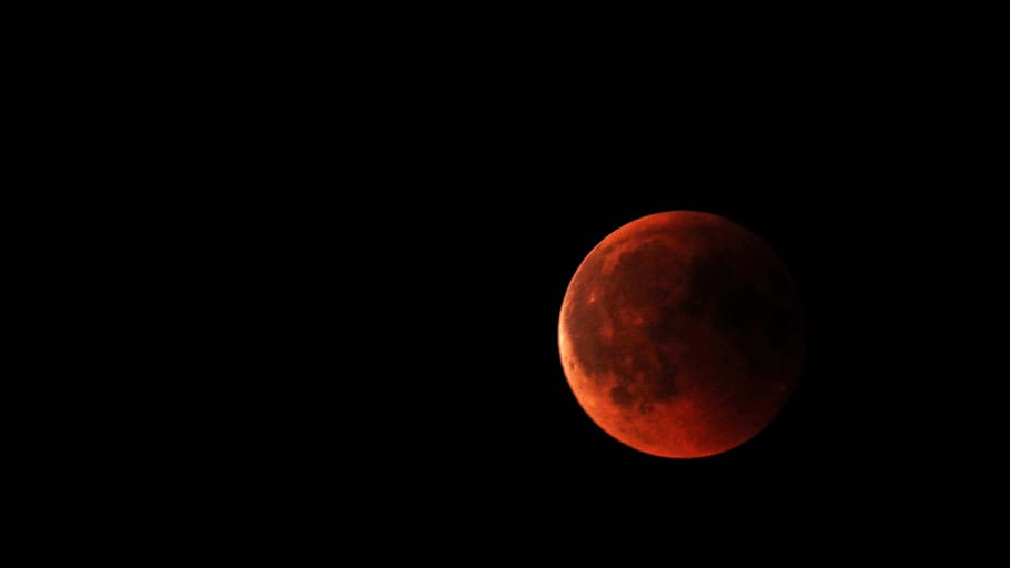 red blood moon, sky, planet, night, lunar, dark, outdoor, nature HD wallpaper
