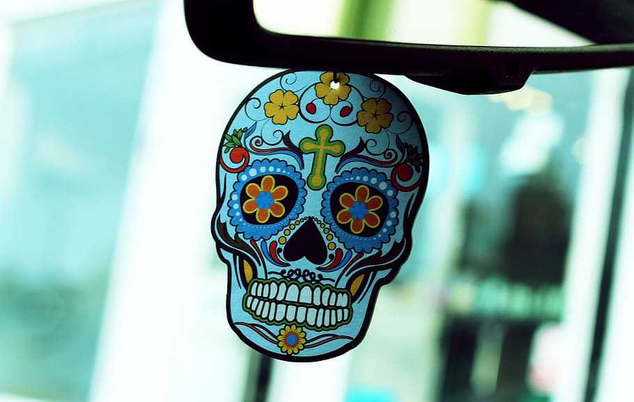 Calavera Decor, art, blurred background, bright, creative, cross HD wallpaper
