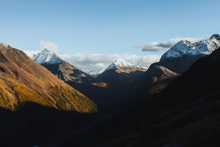mountain ranges, outdoors, nature, peak, plateau, sunset, ice HD wallpaper