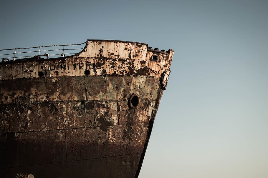 shipwreck, rust, sky, clear sky, architecture, old, abandoned HD wallpaper