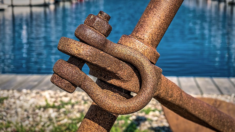 iron, rust, anchor, eyelet, old, metal, rusted, weathered, hard HD wallpaper