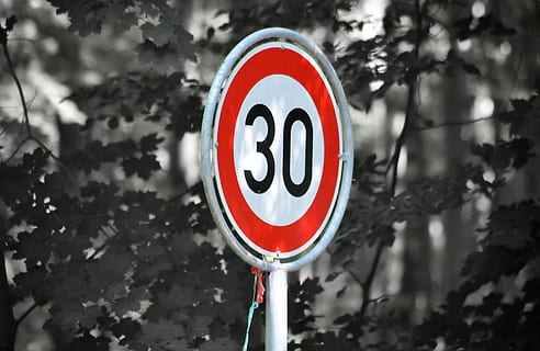 zone 30, road sign, caution, street sign, speed limitation HD wallpaper