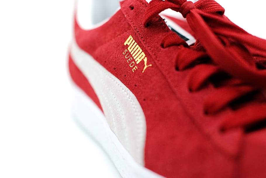 Hd Wallpaper Puma Red Suede Classic Puma Red Sneaker Plimsoll Shoe Closeup Wallpaper Flare