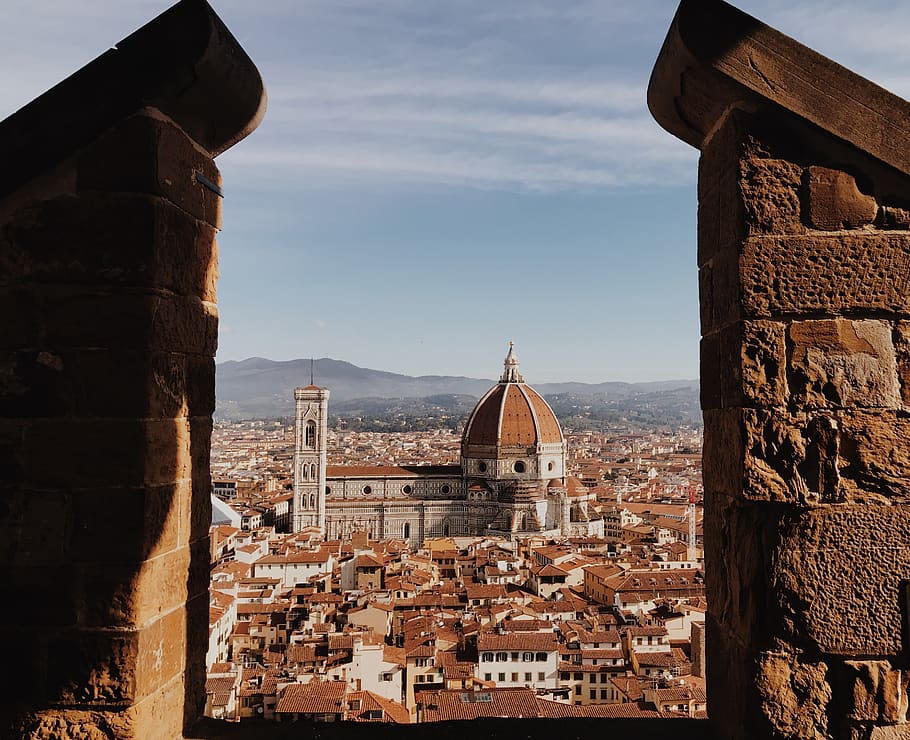 Brown Dome Building Seen Through the Brick, ancient, architecture HD wallpaper