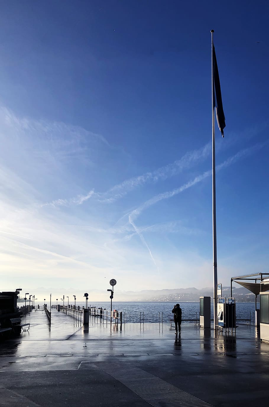 flag under clear blue sky, human, person, zurich, switzerland, HD wallpaper