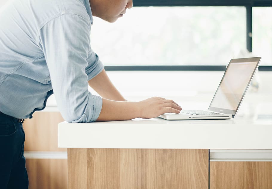 man, person, desk, laptop, adult, browsing, business, computer HD wallpaper
