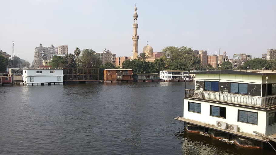 water, dock, boat, river, canal, cityscape, reflection, vehicle HD wallpaper