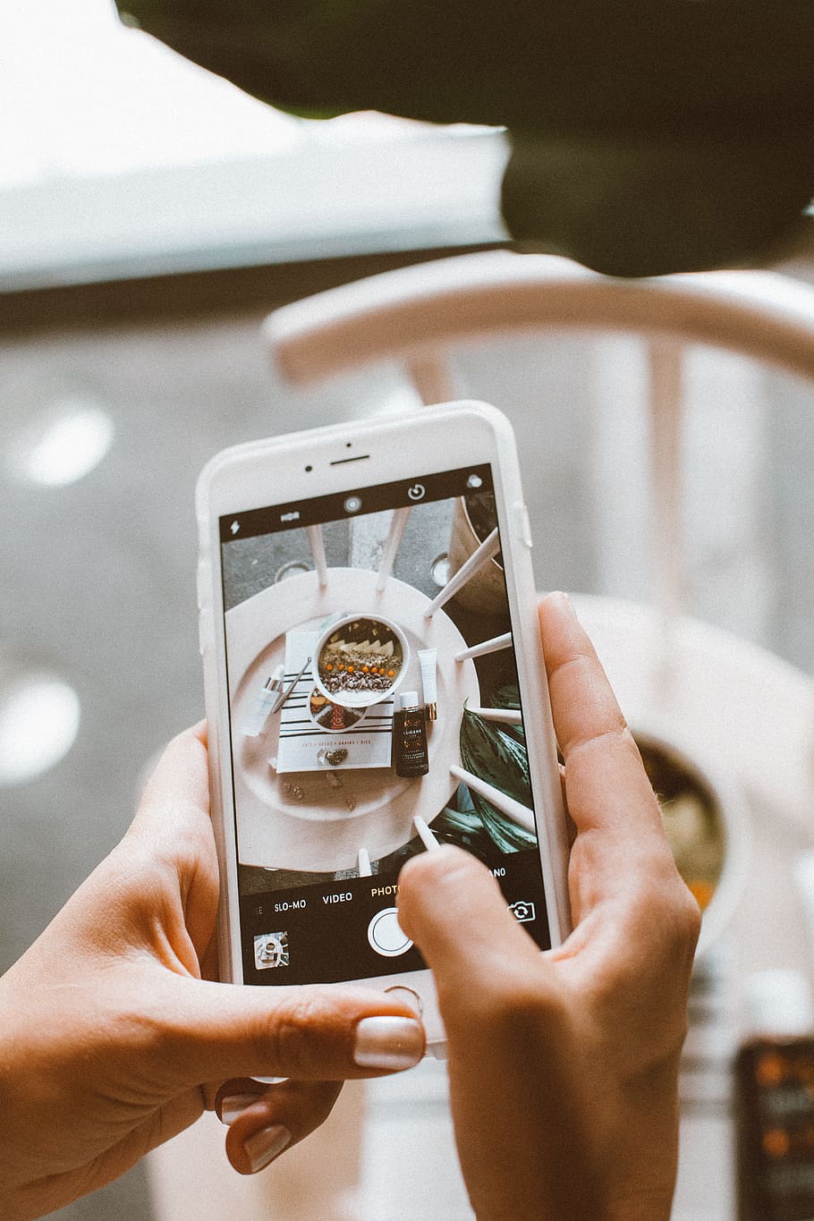 Person Taking Photo of Bowl Using Iphone, blur, cellphone, cellular telephone HD wallpaper