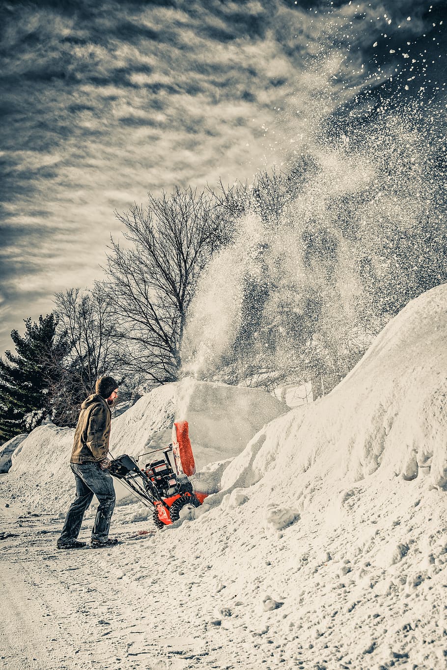 HD wallpaper: man using snow blower, winter, cold temperature, leisure  activity | Wallpaper Flare