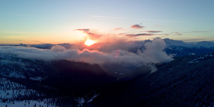 canada, whistler, mountain, cloud, drone, nature, sun, drones HD wallpaper