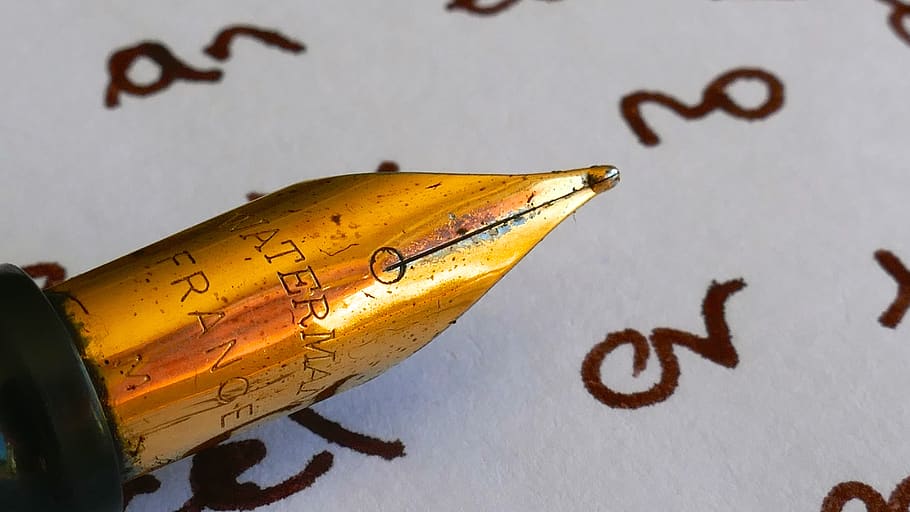 macro, pen, paper, writing, ink, nib, text, close-up, no people, HD wallpaper