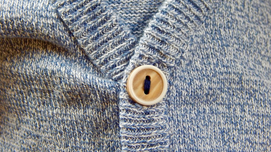 Blue Knit Shirt, button, cardigan, close-up, color, cotton, design, HD wallpaper
