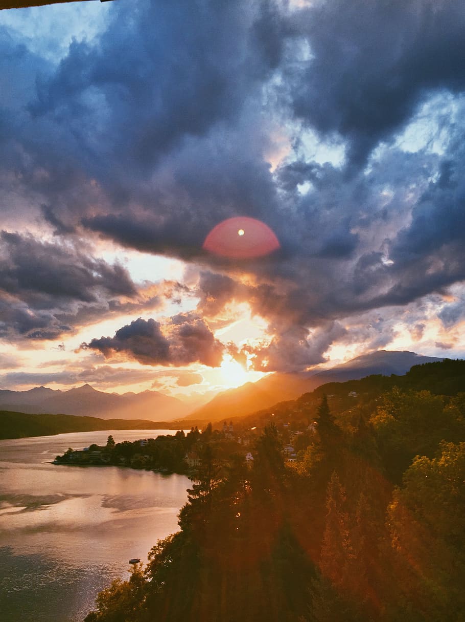 austria, millstatt, lake, sunset, sky, cloud - sky, beauty in nature HD wallpaper