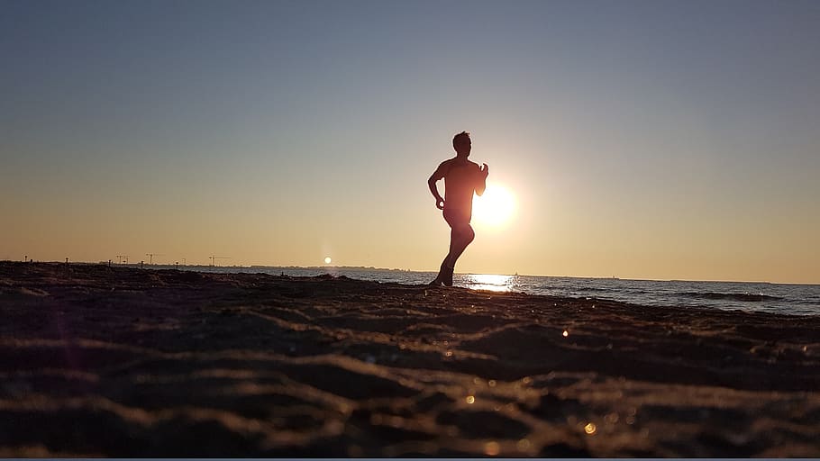 italy, lido, run, beach, sunrise, sea, sand, sky, water, sunset HD wallpaper