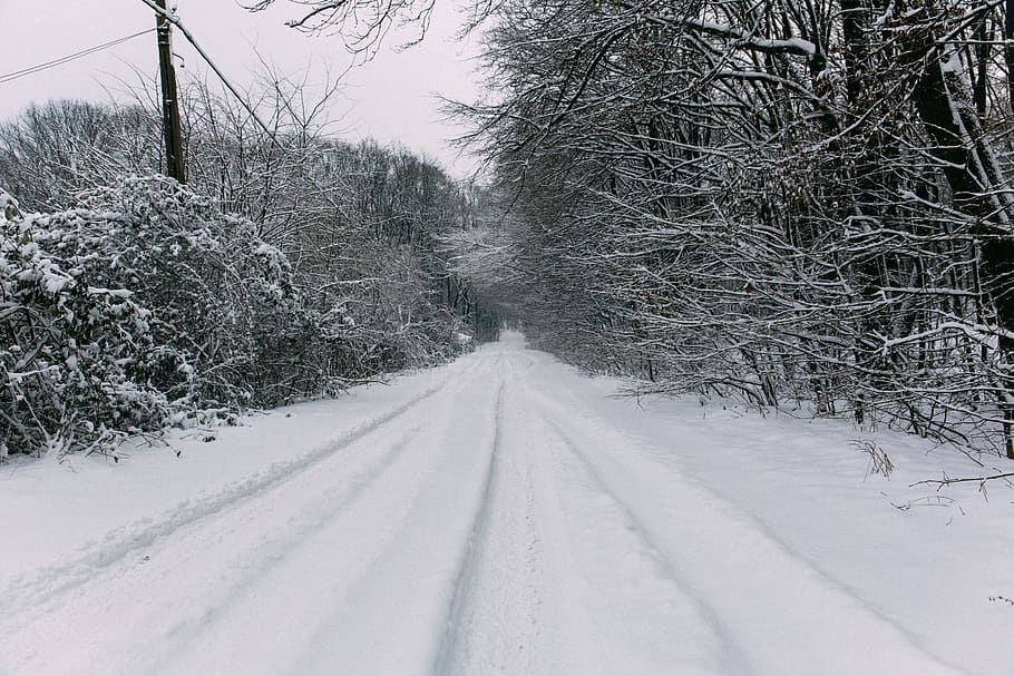 road, snow, ice, winter, landscape, wood, woods, travel, route HD wallpaper