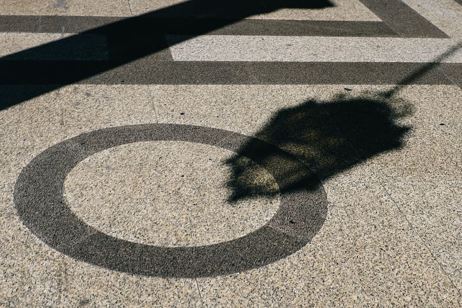 shadow of a lamp on a granite floor, abstract, architecture, art HD wallpaper