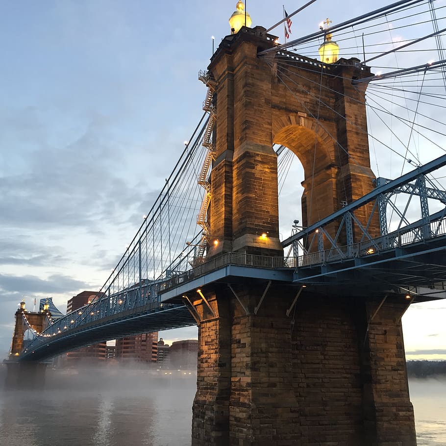 Ohio 1080P 2K 4K 5K HD  S Free Download Wallpaper Flare   United States John A Roebling Suspension Bridge Ohio River 