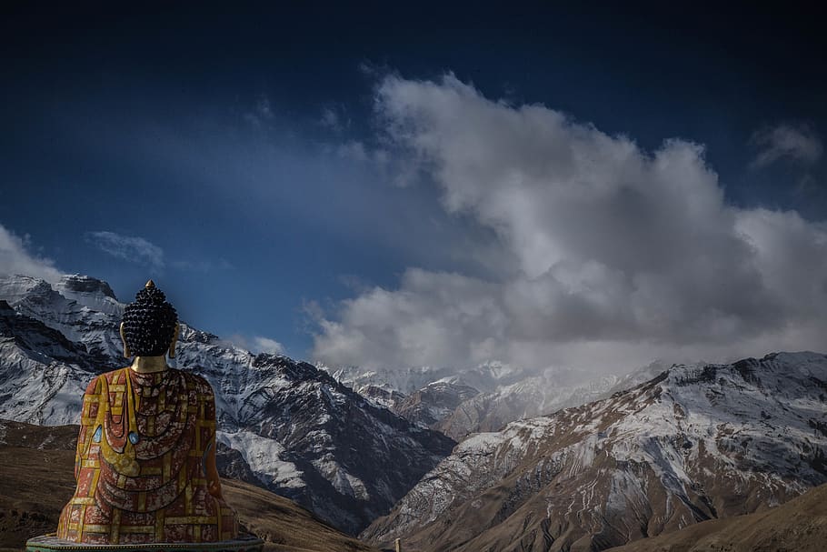 rule of thirds of statue, mountain, cloud - sky, religion, spirituality, HD wallpaper