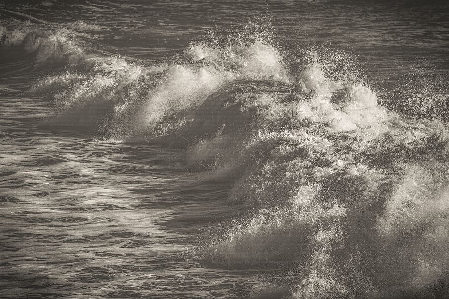 wave, foam, spray, sea, nature, splash, surf, ocean, wind, motion HD wallpaper