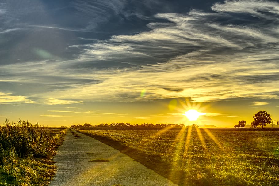 sunset, mood, dusk, sky, abendstimmung, evening, clouds, afterglow HD wallpaper