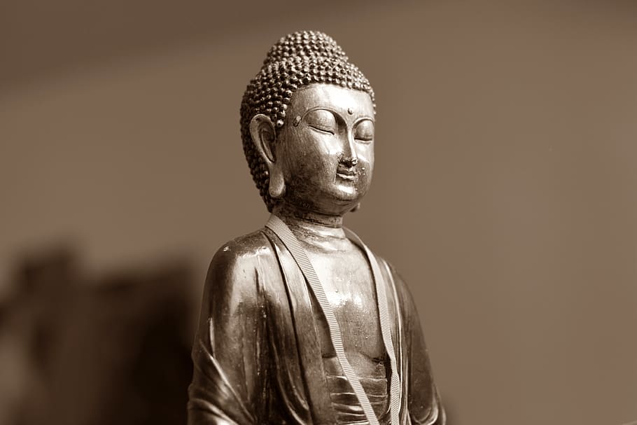 Brown Ceramic Chinese Figurine, art, buddha, Buddhism, focus, HD wallpaper