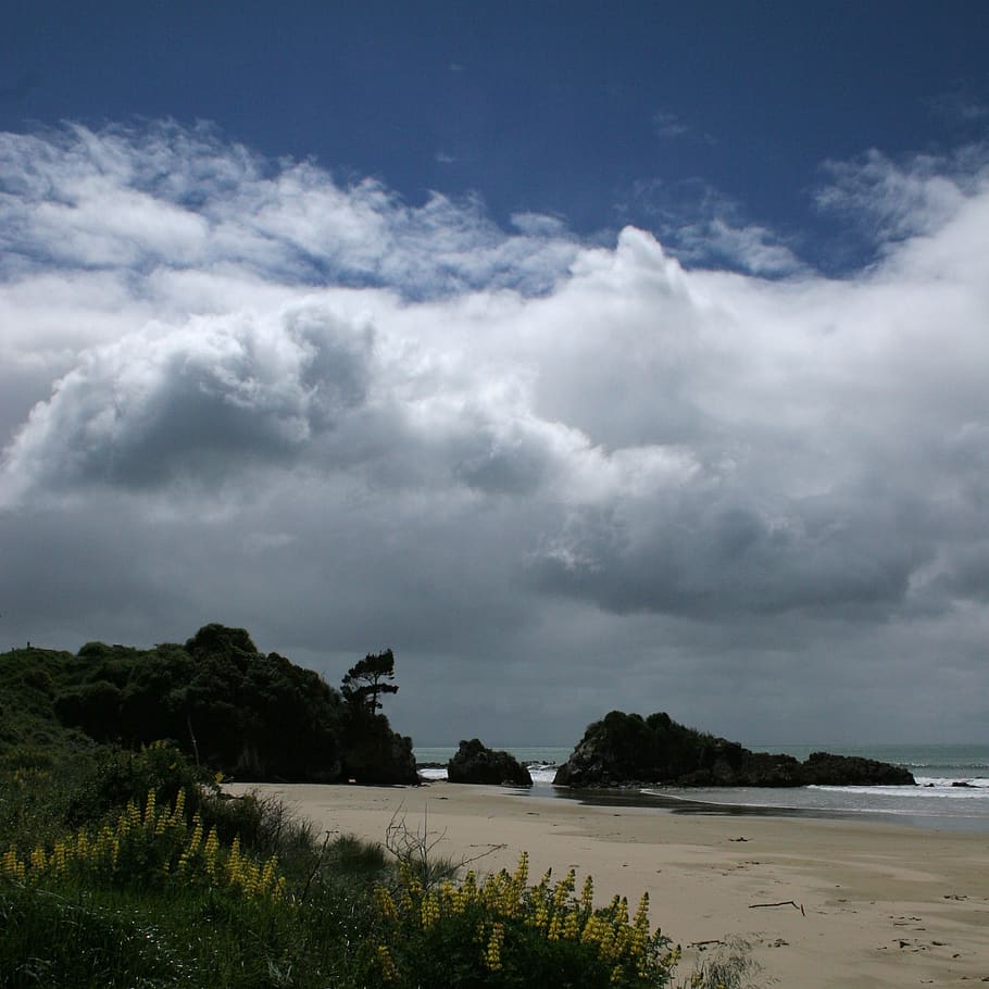beach, ocean, clouds, cloud - sky, beauty in nature, scenics - nature HD wallpaper