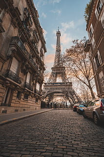 Eiffel Tower under blue sky during daytime, walkway, path, sidewalk HD wallpaper