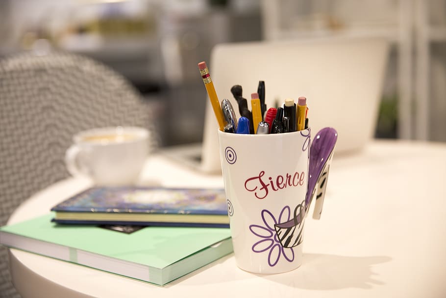 table, coffee cup, desk, journal, cafe, mug, relax, self care HD wallpaper