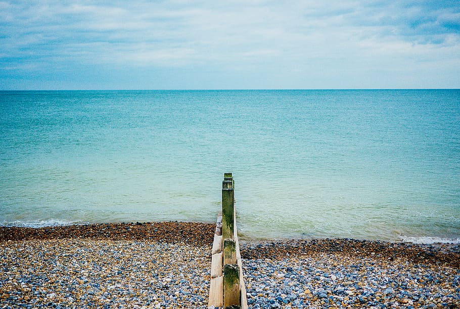 blue, summer, seashore, seaside, pebble, breaker, wood, wafe HD wallpaper