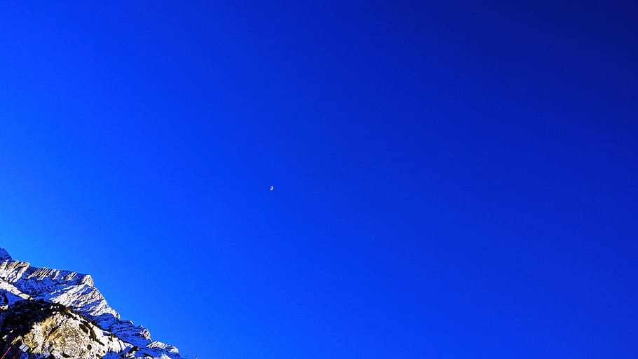 gray mountain under blue sky, nature, outdoors, azure sky, adventure HD wallpaper
