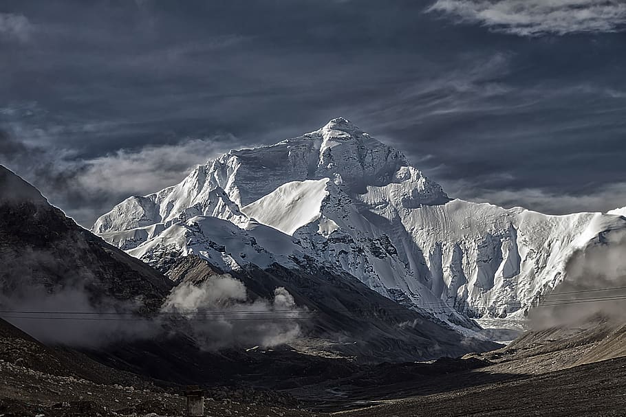 tibet, mount everest, tschomolangma, north side, china, snow, HD wallpaper