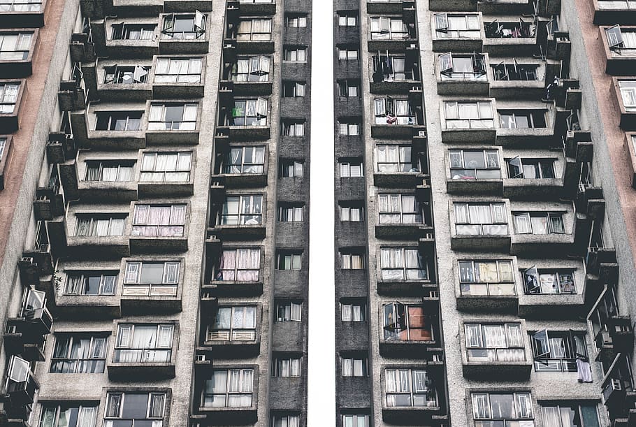 hong kong, symmetry, symmetrical, skyscraper, window, home, HD wallpaper