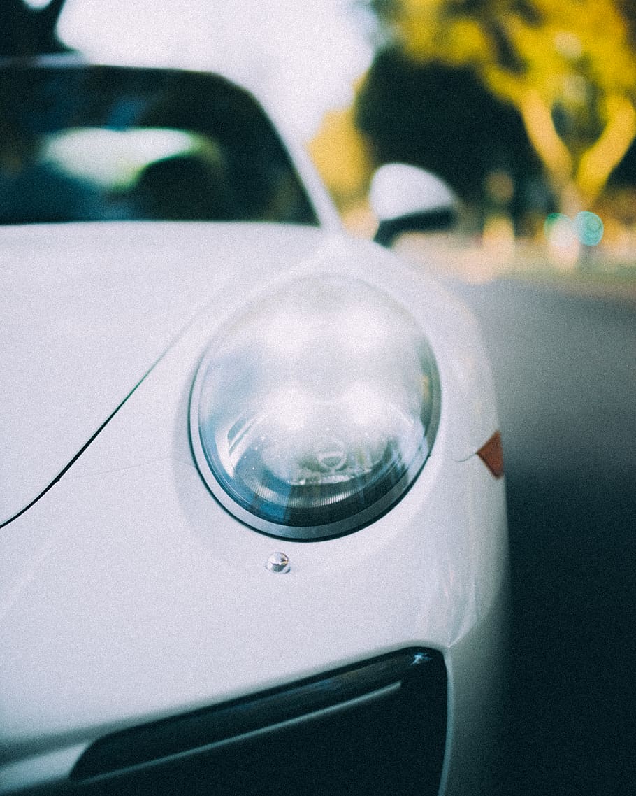 white vehicle close-up photography, light, headlight, automobile