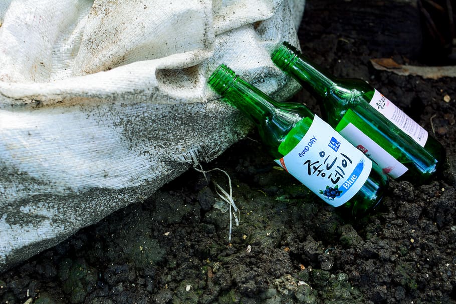 bottle, sack, green, text, no people, communication, day, solid HD wallpaper