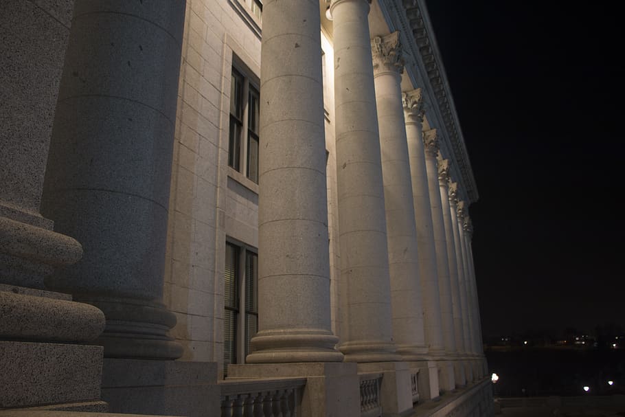 city, capital, pillars, night, marble, architecture, built structure HD wallpaper