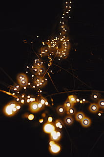 bokeh, night, light, lamp, new year, background, wallpaper HD wallpaper