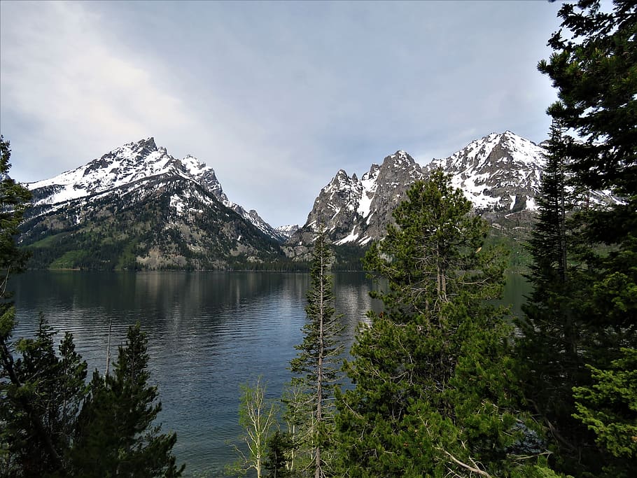 landscape, mountains, lake, snow, trees, water, sky, scenics - nature HD wallpaper