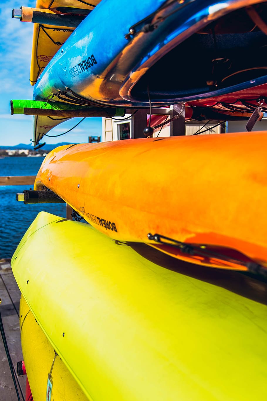 canoeing, boat, lakeside, stack, collect, collection, nature HD wallpaper